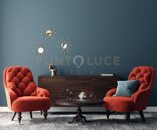 Melanie set di 3 specchi da parete tondi con cornice metallo decora