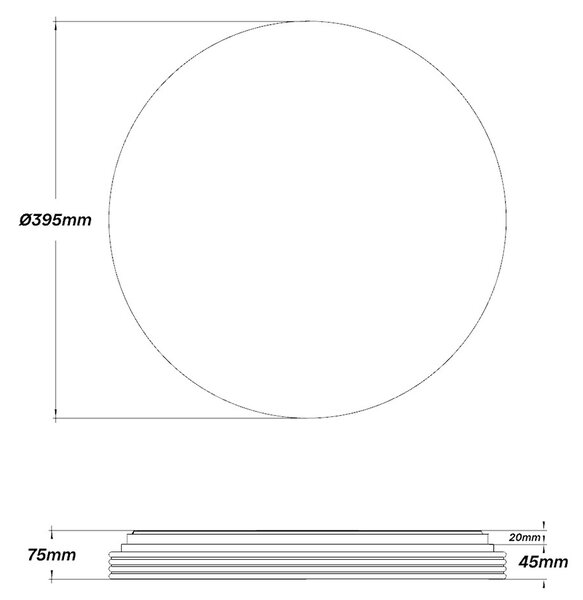 Plafoniera LED Tonda 36W Ø40cm Effetto Onde Bianco Variabile CCT