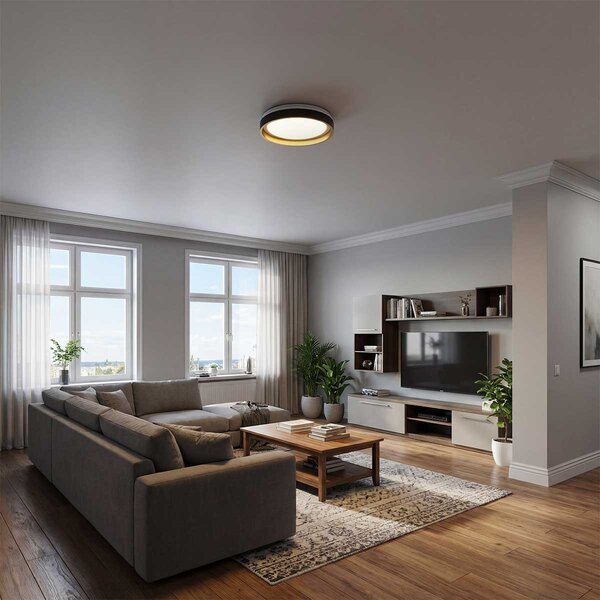Plafoniera LED Tonda 36W Ø39cm Bianco Variabile CCT Nera e Oro