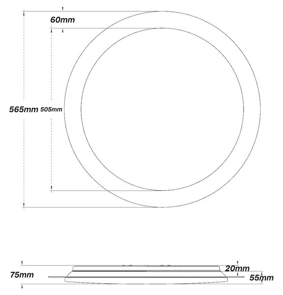 Plafoniera LED Tonda 60W Ø57cm Bianco Variabile CCT serie Eclissi
