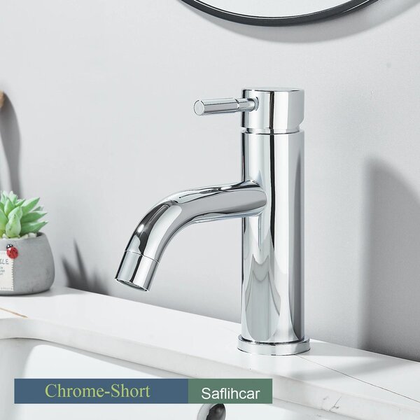 Rubinetteria per bagno - Rubinetto per lavabo - Monocomando - Installazione monoblocco - Acqua calda e fredda - Con gruppo di scarico - Cartuccia in Vetroceramica - Cromo