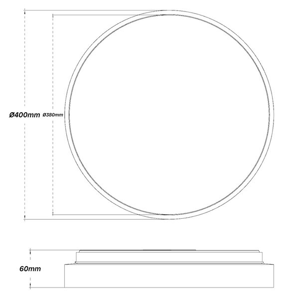 Plafoniera LED Tonda 36W Nera Ø40 cm Bianco Variabile CCT