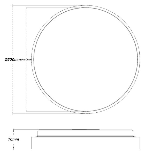 Plafoniera LED Tonda 60W Nera Ø50 cm Bianco Variabile CCT