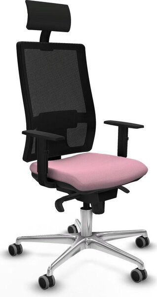 Sedia da ufficio con poggiatesta, marca Piqueras y Crespo, modello 1D086G1, colore rosa