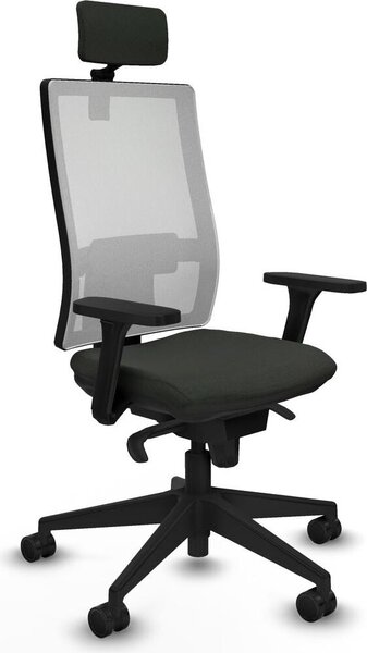 Sedia da ufficio con poggiatesta, modello Horna Piqueras y Crespo 3D066N2, colore nero