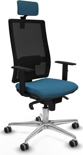 Sedia da ufficio con poggiatesta, modello Horna Piqueras y Crespo 1D086G2, colore verde petrolio