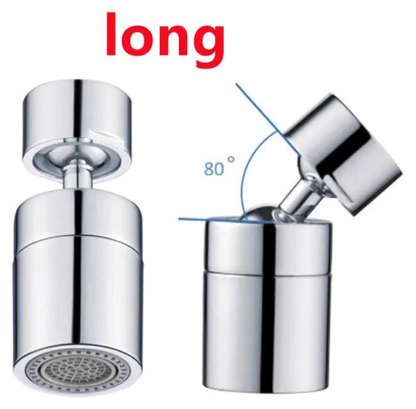 Regolatore per getto del rubinetto da cucina - Accessorio per rubinetto - Rotazione a 360° - Attacco FM22 - Ottone - Modello allungato - Argento