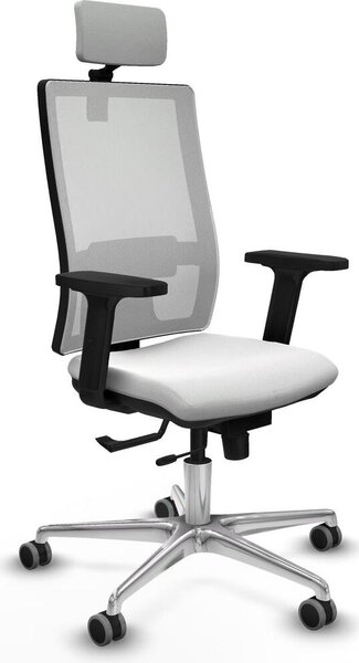 Sedia da ufficio con poggiatesta, modello Horna Traslack, marca Piqueras y Crespo, codice prodotto 2D086G2, colore bianco