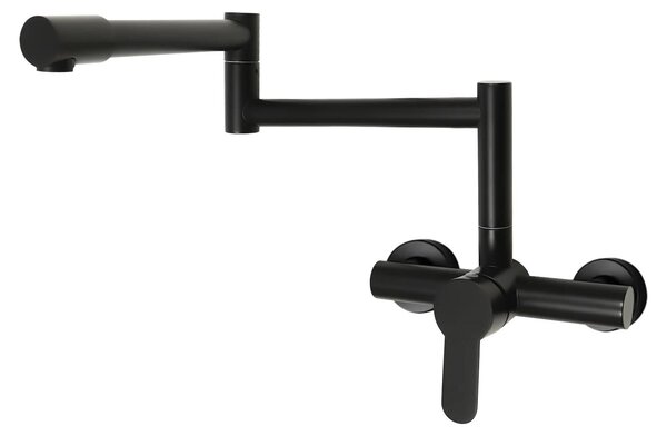 Miscelatore da cucina – Montaggio a parete – Girevole a 360° – Ribaltabile – Miscelatore monocomando – Ottone – Nero