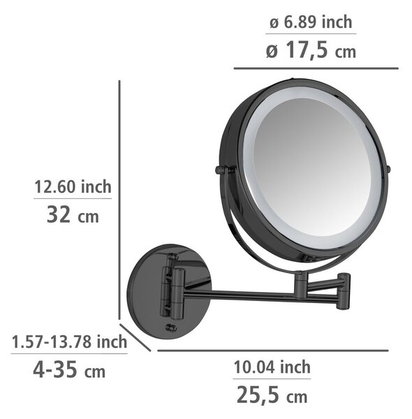 Specchio per make-up con illuminazione/con ingrandimento (con ingrandimento 5x) ø 25,5 cm Lumi – Wenko