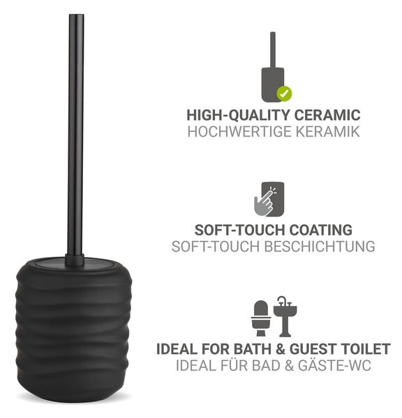 Scopino WC nero opaco in ceramica Illana – Wenko