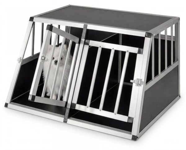 Trasportino per cani KOMFOTTEU, adatto all'auto, con sistema di chiusura di sicurezza, leggero e stabile, realizzato in alluminio, ideale per il bagagliaio, il sedile posteriore e per l'uso domestico (89 x 69 x 50,5 cm)