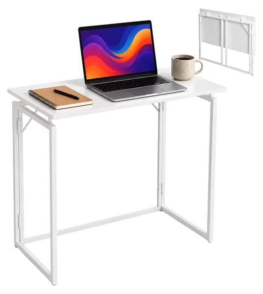 Relaxdays, scrivania pieghevole, dimensioni: 74 x 80 x 40 cm, salvaspazio, ideale per l'ufficio, lo studio o l'home office, colore bianco