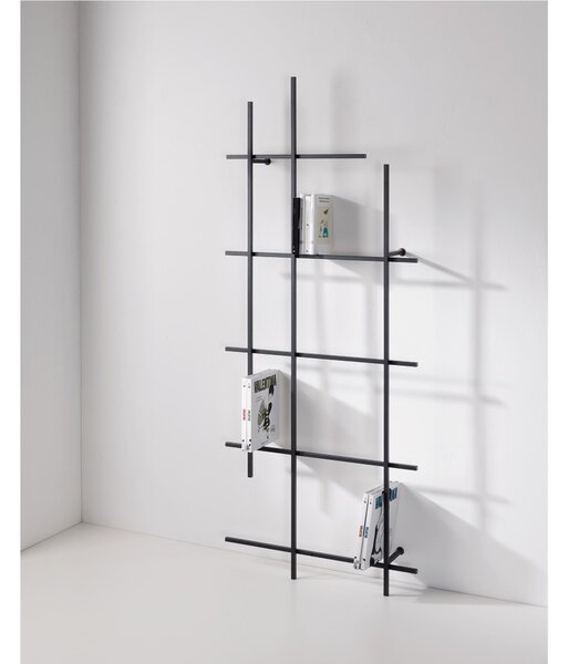 Libreria da parete per Libri, DVD in Tubolare di Acciaio Verniciato LIBRA 74x15x h187 cm - Peso 4,72 kg in Acciaio Verniciato