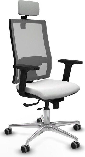 Sedia da ufficio con poggiatesta, modello Horna Traslack, marca Piqueras y Crespo, codice prodotto 2D086G2, colore bianco