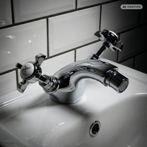 Rubinetto per bidet PaulGurkes Retro cromato miscelatore a due maniglie stile inglese antico