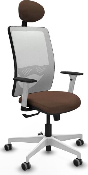Sedia da ufficio con poggiatesta, modello Zulema Piqueras y Crespo, codice 1B026G1, colore bianco e marrone scuro