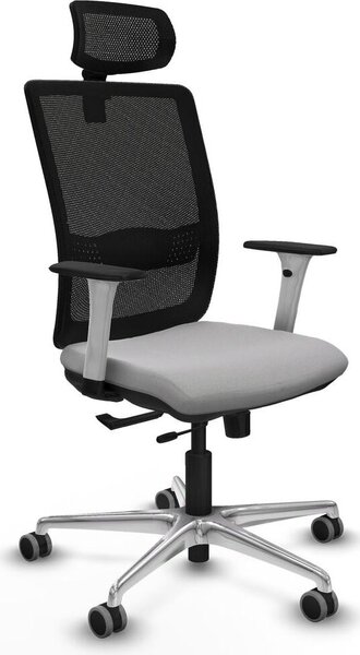 Sedia da ufficio Piqueras y Crespo, modello 1B086G2, colore grigio chiaro