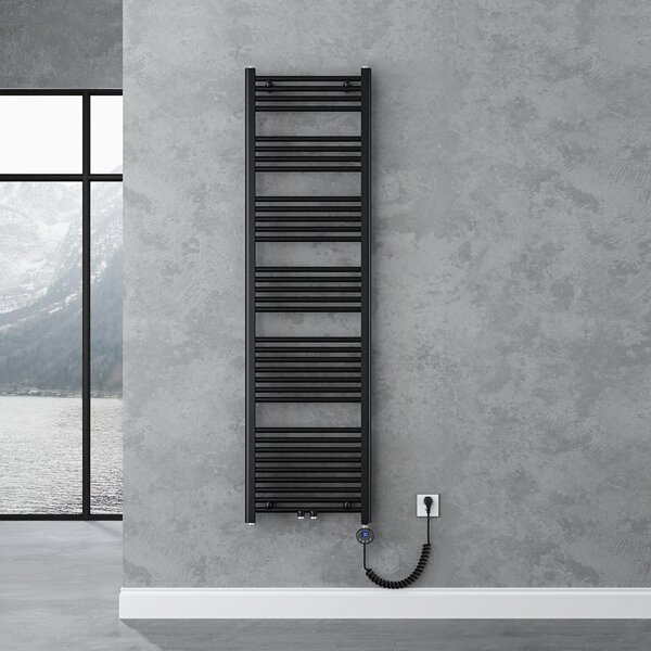 Doporro Radiatore Piatto 180x50cm con Elemento Riscaldante 1000W, Radiatore Scaldasalviette Termoarredo da Bagno Riscaldamento Elettrico o da Acqua Calda RHE in Acciaio, Antracite