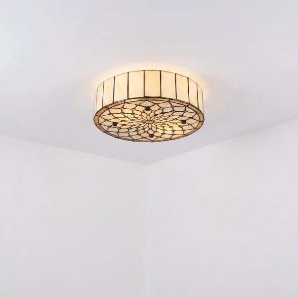 Brilagi - Plafoniera Tiffany in vetro colorato AVORIO 3xE27/60W/230V diam. 40 cm