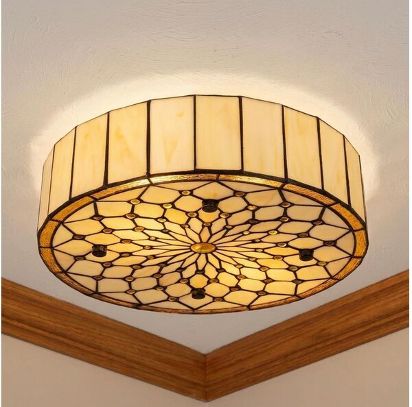 Brilagi - Plafoniera Tiffany in vetro colorato AVORIO 3xE27/60W/230V diam. 40 cm
