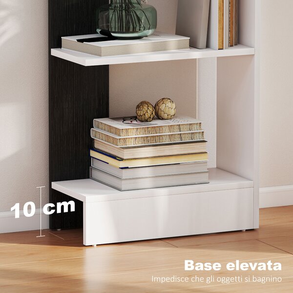 HOMCOM Libreria Moderna Salvaspazio a 5 Ripiani in Legno 45x21x170 cm, Bianco e Nero | Aosom Italy