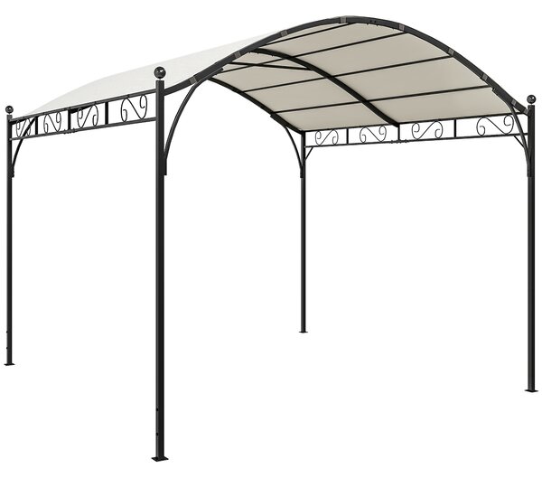 Pergola Gazebo 3x3 m con Tetto ad Arco in Metallo e Poliestere Bianco Crema