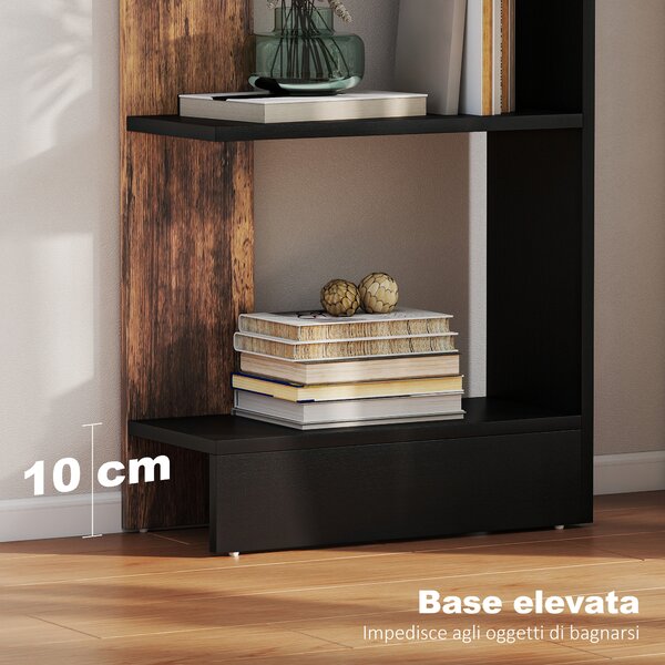 HOMCOM Libreria Moderna Salvaspazio a 5 Ripiani in Legno 45x21x170 cm, Marrone e Nero | Aosom Italy