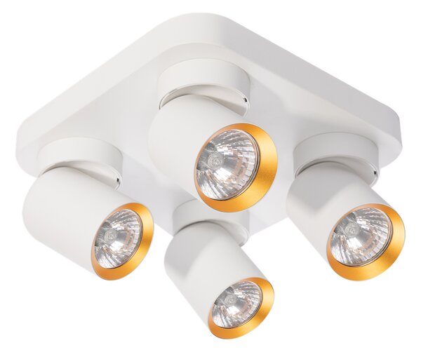 Lampada da soffitto 4 faretti bianchi con interno dorato mobili 4xGU10 10W Andy Milagro