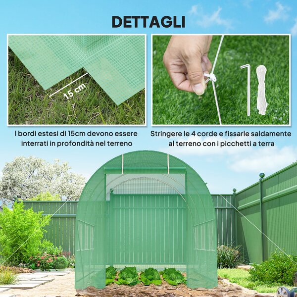 Outsunny Serra da Giardino 3.5 x 2 x 2m Serra con Tetto Arrotondato per Piante Verde|Aosom
