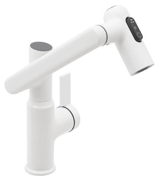 Rubinetto a LED – Miscelatore per cucina e bagno – Bocchetta girevole e flessibile – Indicatore di temperatura a LED – Controllo touch – Acqua calda e fredda – Bianco