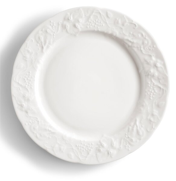 Piatto Rotondo da portata in porcellana con decoro a rilievo cm 32 Collezione Toscana lavabile in lavastoviglie porcellana Di Limoges Bianco Freddo