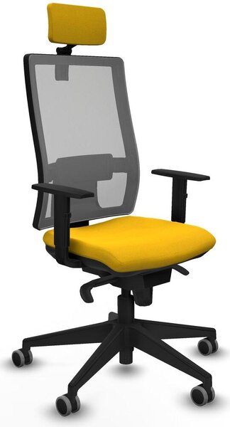 Sedia da ufficio con poggiatesta, modello Horna Piqueras y Crespo 1D066G2, colore giallo