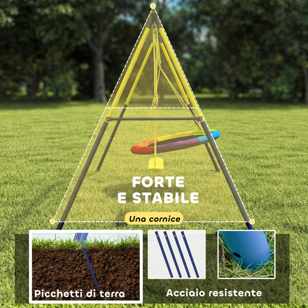 AIYAPLAY Set di Altalene per Bambini Parco Giochi da Esterno, Multicolore | Aosom Italy