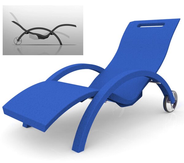 Lettino chaise longue Inclinabile con Ruote, per Bordo Piscina, SPA, Arkema Design Serendipity Dimensioni 144-171x59x h 69-100 cm -14 kg BLU