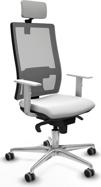 Sedia da ufficio con poggiatesta, modello Horna Piqueras y Crespo 4B086G2, colore bianco