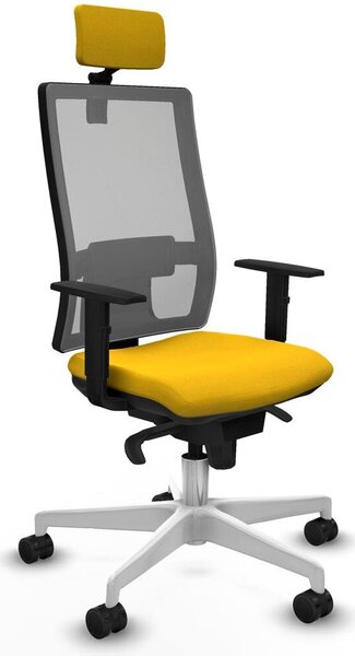 Sedia da ufficio con poggiatesta, modello Horna Piqueras y Crespo 1D026N2, colore giallo