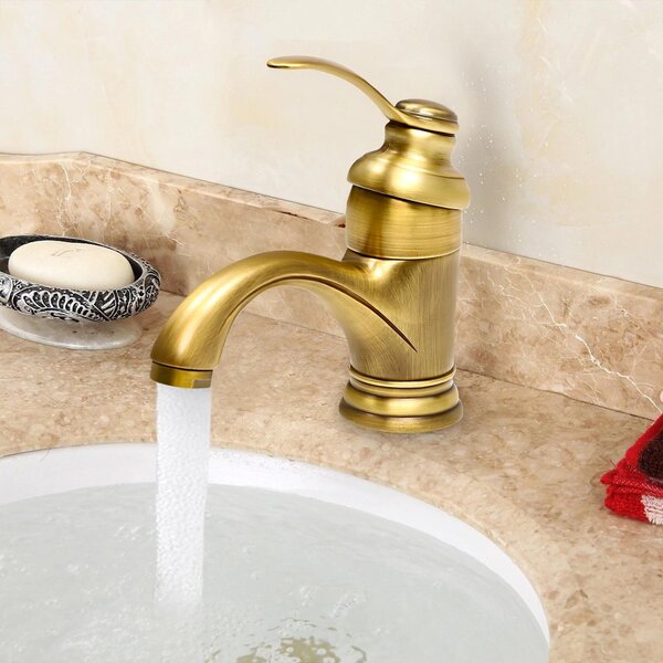 Rubinetteria per bagno - Rubinetto per lavabo - Montaggio monoforo, monocomando, caldo/freddo, cartuccia in Vetroceramica, filettatura G1/2, due tubi flessibili da 50 cm - Ottone anticato