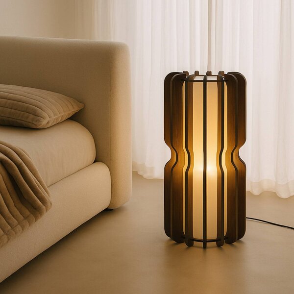 Lampada da terra Juneta Lucande, Legno scuro, Soggiorno / Sala da pranzo, Legno, Scandinavo, Lampada da terra