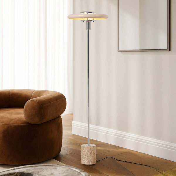 Lampada da terra Branford Lindby, Crema / Ambra, Soggiorno / Sala da pranzo, Metallo, Vintage, Lampada da terra