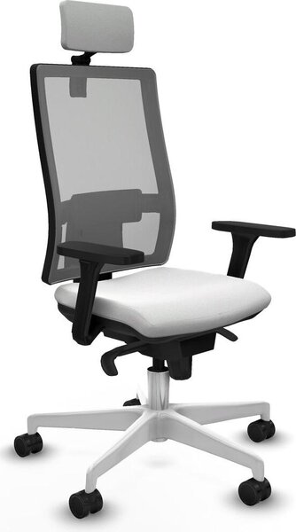 Sedia da ufficio con poggiatesta, modello Horna Piqueras y Crespo 3D026N2, colore bianco
