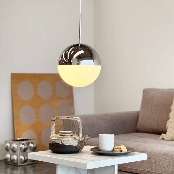 Dyberg Larsen Lampada a sospensione Nova D25, dimmerabile, Cromo / Argento, Soggiorno / Sala da pranzo, Metallo, Scandinavo, Lampada a sospensione