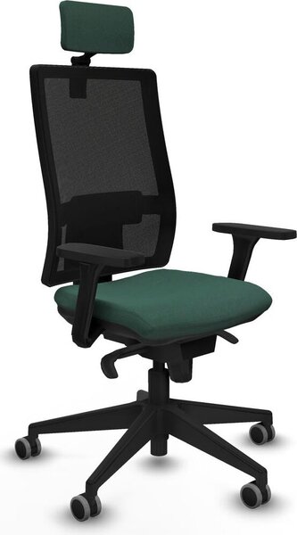 Sedia da ufficio con poggiatesta, modello Horna Piqueras y Crespo 3D066G2, colore verde