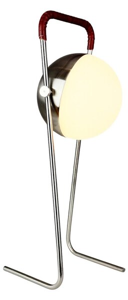 Dyberg Larsen Lampada da tavolo a LED ricaricabile Mova, bordeaux, IP44 dimmerabile, Cromo / Argento, Soggiorno / Sala da pranzo, Metallo, Scandinavo