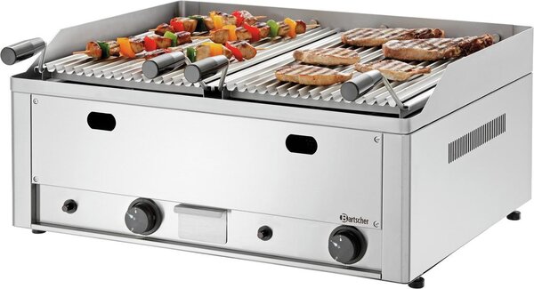 Barbecue da tavolo a gas in pietra lavica Bartscher da 4.000 watt in acciaio inox
