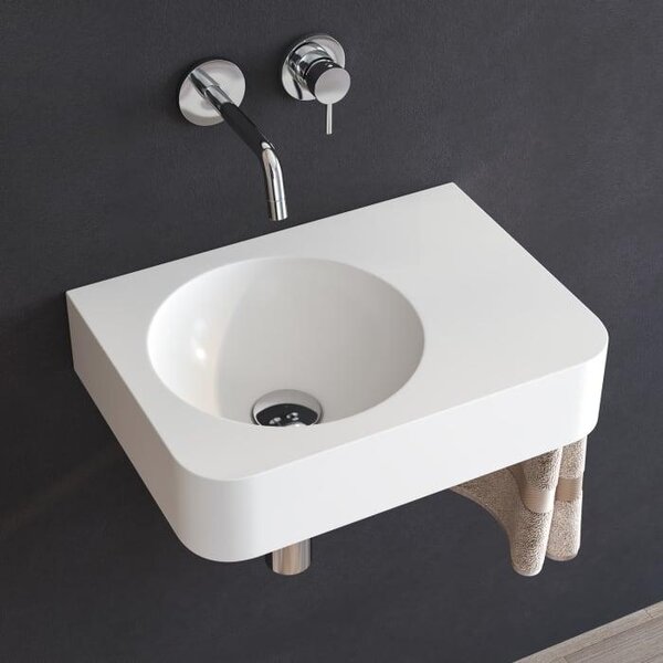Lavabo da appoggio in pietra Kronenbach, 45 x 33 cm, posizionato a sinistra, senza foro per il rubinetto, con supporto per asciugamani