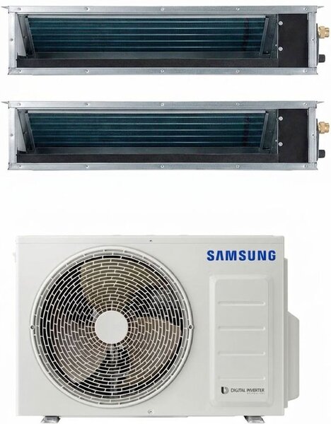 Samsung Climatizzatore Canalizzato Dual Split 12000+12000 btu Condizionatore con Pompa di Calore Classe A+++/A++ (Unit Interna + Unit Esterna) Co