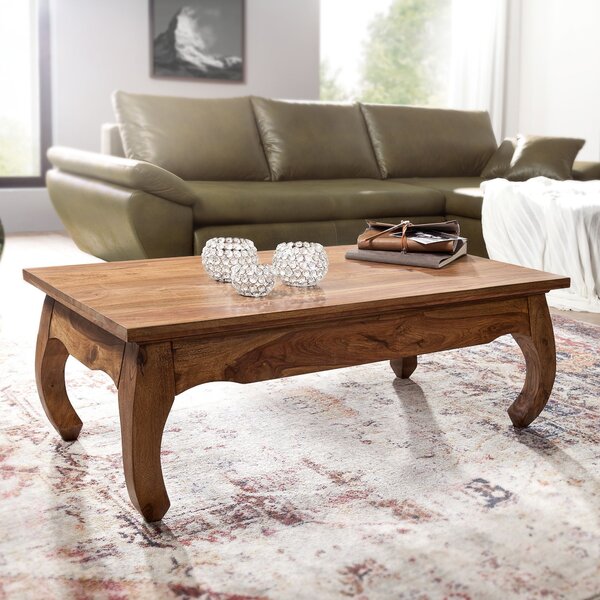 Tavolino FineBuy in legno massello di sheesham, larghezza 110 cm, tavolino da salotto di design, marrone scuro, stile country