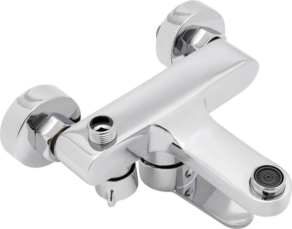 Miscelatore lavabo - Montaggio a parete - Monocomando 2 fori - Ottone - NPT 1,27 cm - Argento