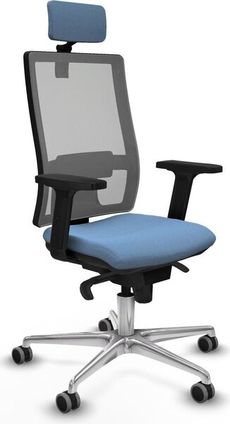 Sedia da ufficio con poggiatesta, modello Horna Piqueras y Crespo 2D086G2, colore blu cielo